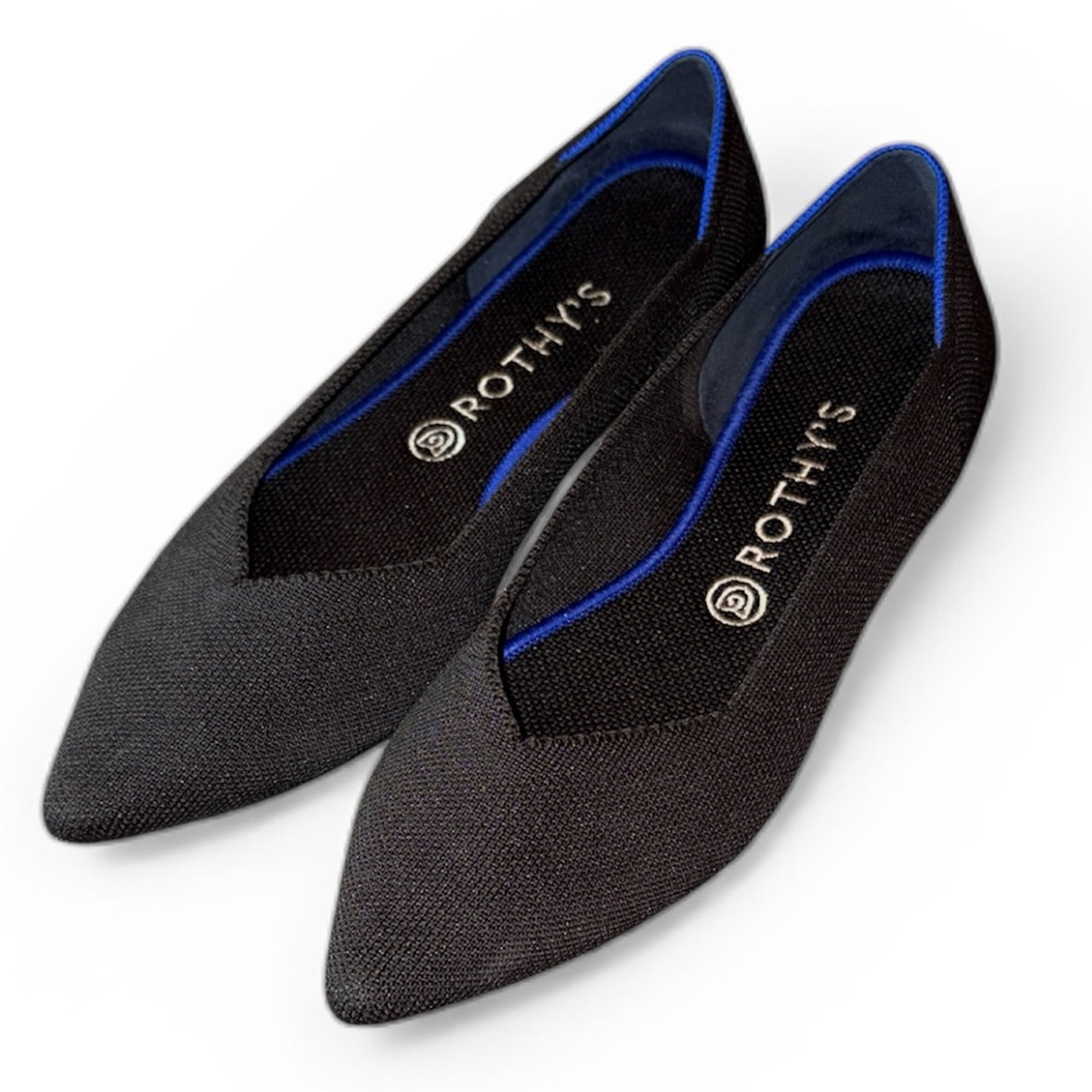 Rothy’s The Point black pointy toe ballet flats
